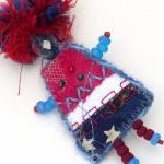 Fiber Art Brooch, Mixed Me..